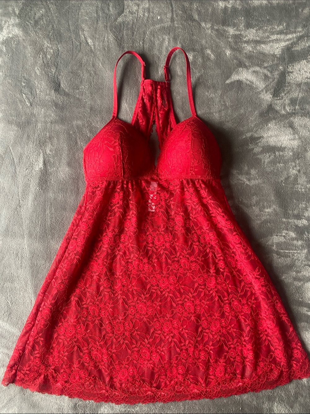 Gilligan & O'Malley Red Lace Chemise with Racerback